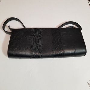 Vintage Leo Monk black leather shoulder bag